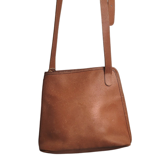 Longchamp Vintage Roseau Brown Leather Shoulder Bag Handbag Zip Closure Toggle - Picture 4 of 6